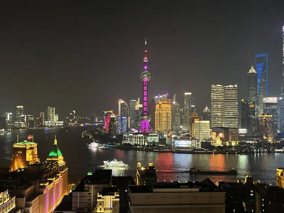 Pudong skyline and Huangpu River viewed from ROOF at The Shanghai EDITION