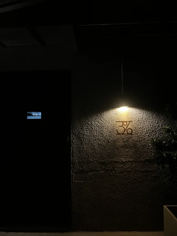 Illuminated 3 percent Cocktail Bar sign at the entrance in Guilin