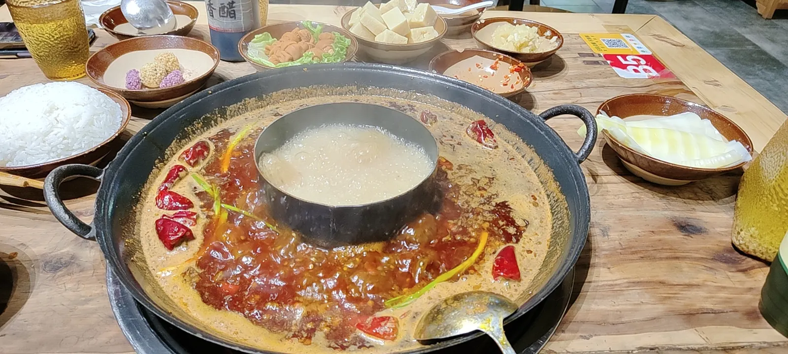 Sichuan hotpot with spicy and mild broths